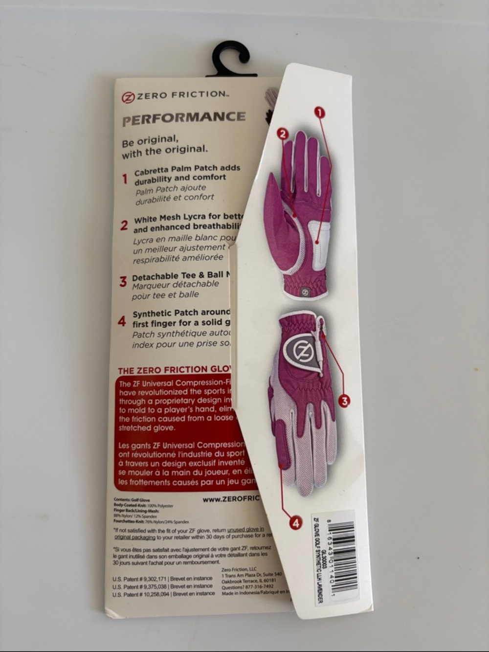 Zero Friction Ladies' Compression-Fit Golf Glove in Purple and White - Picture 2 of 12